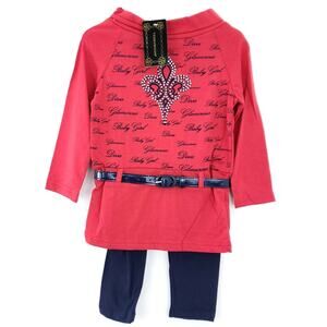 New Teddy Bloom Outfit Winter Diva Fleur-de-lis 4T Little Girls Red Rhinestone